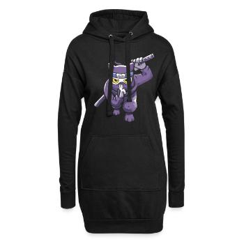 Samurai Japan Ninja Anime Katze - Hoodie-Kleid - Schwarz - Vorne