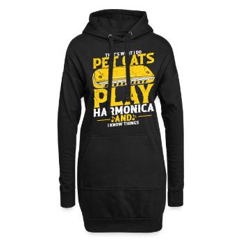 Harmonikaspieler für Munharmonika Spieler - Hoodie-Kleid - Schwarz - Vorne