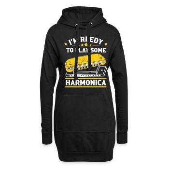 Mundharmonika Spieler und Mundharmonika - Hoodie-Kleid - Schwarz - Vorne