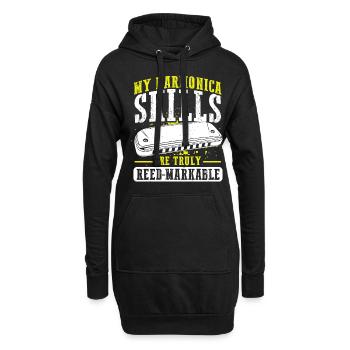 Mundharmonika Spieler und Mundharmonika - Hoodie-Kleid - Schwarz - Vorne