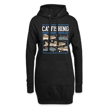 Pêcheurs à la ligne Pêche au poisson-chat Poisson Cadeau de pêche - Sweat-shirt à capuche long Femme - noir - Devant