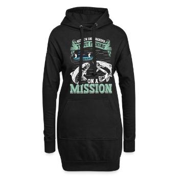 Funny Fishing Men Women - Hoodie-Kleid - Schwarz - Vorne