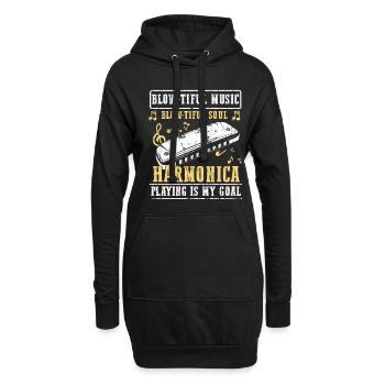 Harmonikaspieler für Munharmonika Spieler - Hoodie-Kleid - Schwarz - Vorne