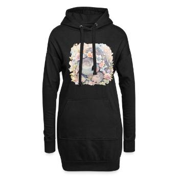Tortue Lézard Tortue Bébés Tortues - Sweat-shirt à capuche long Femme - noir - Devant