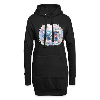 Tortue Lézard Tortue Bébés Tortues - Sweat-shirt à capuche long Femme - noir - Devant
