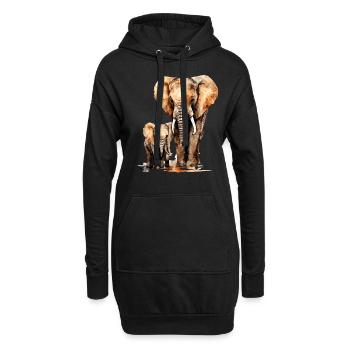 Elefant mit Kind für einen Elefant Liebhaber - Hoodie-Kleid - Schwarz - Vorne