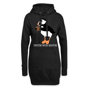 Macareux avec macareux moines - Sweat-shirt à capuche long Femme - noir - Devant
