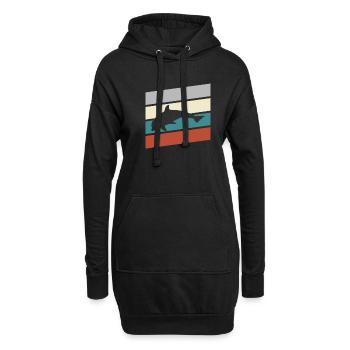 Delfin Retro - Hoodie-Kleid - Schwarz - Vorne