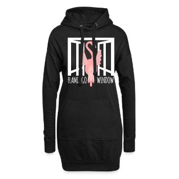 Drôle de flamant rose - Sweat-shirt à capuche long Femme - noir - Devant