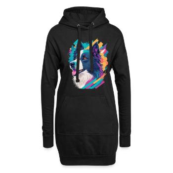 Border Collie Hunde Liebe Hund Haustier Design - Hoodie-Kleid - Schwarz - Vorne