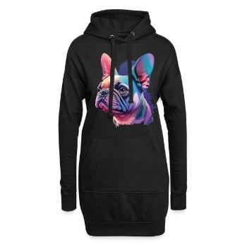 Französische Bulldogge Hunde Haustier in Pastell - Hoodie-Kleid - Schwarz - Vorne
