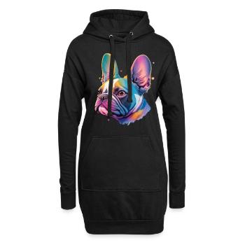 Bouledogue Français Fidèles Chiens Ami Chien - Sweat-shirt à capuche long Femme - noir - Devant