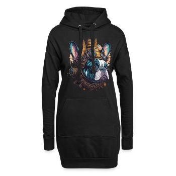 Steampunk French Bulldog Retro Dog Design - Sweat-shirt à capuche long Femme - noir - Devant