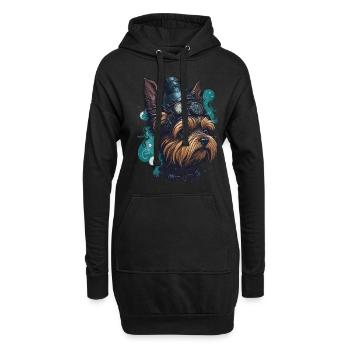 Steampunk Yorkshire Terrier vintage retro chien - Sweat-shirt à capuche long Femme - noir - Devant