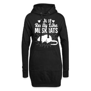 Rat musqué rétro - Sweat-shirt à capuche long Femme - noir - Devant