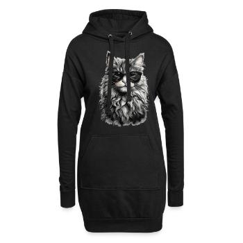 Chat de forêt norvégien Chat frais et animal de compagnie - Sweat-shirt à capuche long Femme - noir - Devant
