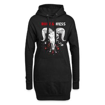 Rut un Wiess Kölner Karneval Geißbock Rot Weiß - Hoodie-Kleid - Schwarz - Vorne