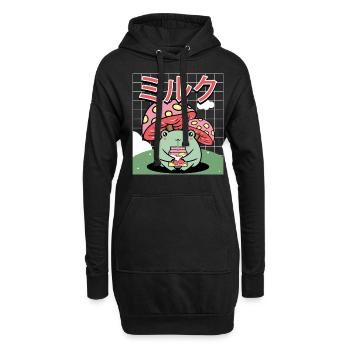 Cottagecore Esthétique Grenouille Kawaii Japonaise - Sweat-shirt à capuche long Femme - noir - Devant