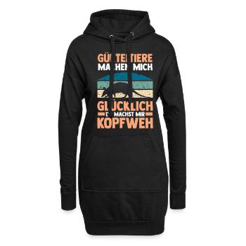 Gürteltier - Hoodie-Kleid - Schwarz - Vorne