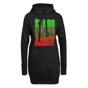 1000 $ par jour éloigne le travail de jour - Sweat-shirt à capuche long Femme - noir - Devant