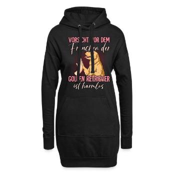 Vorsicht vor dem Frauchen Golden Retriever - Hoodie-Kleid - Schwarz - Vorne