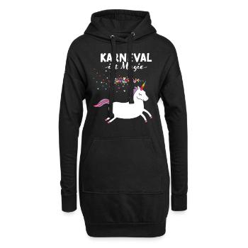 Karneval Fasching Konfetti Einhorn Rosenmontag - Hoodie-Kleid - Schwarz - Vorne