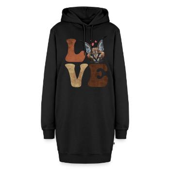 Großer Floppa Karakal Katze Meme - Hoodie-Kleid - Schwarz - Vorne