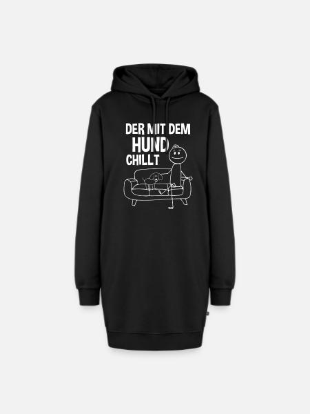 Der mit dem Hund chillt - Hoodie-Kleid - Schwarz