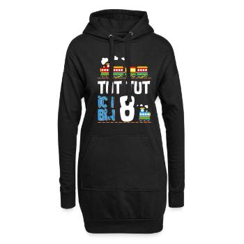 8. Geburtstag Tut Tut Eisenbahn - Hoodie-Kleid - Schwarz - Vorne