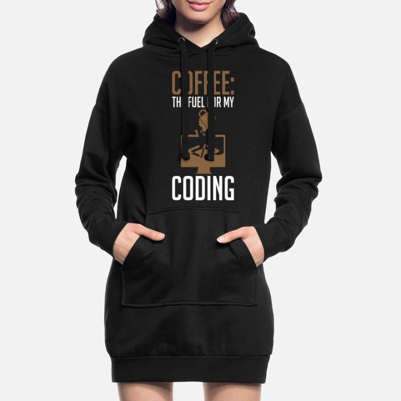 Coder Coffee Le carburant de mon codage Sweat-shirt à capuche long Femme