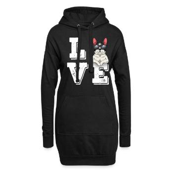 J’adore le bouledogue français - Sweat-shirt à capuche long Femme - noir - Devant