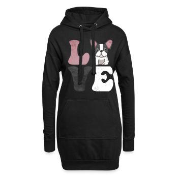 Boston Terrier Hund - Hoodie-Kleid - Schwarz - Vorne