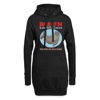 Robbe Seehund Seelöwe Kegelrobbe Robben Geschenk - Hoodie-Kleid - Schwarz - Vorne