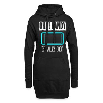 Handy Smartphone Cellphone - Hoodie-Kleid - Schwarz - Vorne