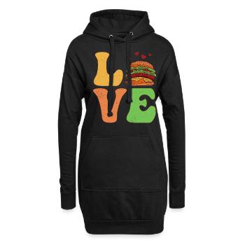 Burger Hamburger - Sweat-shirt à capuche long Femme - noir - Devant
