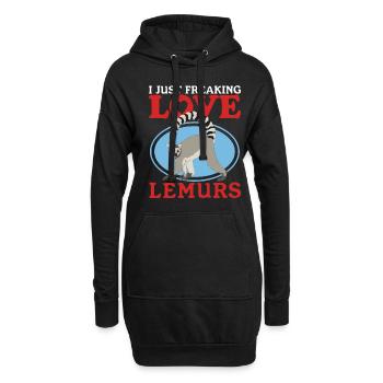 Lemur Katta Lemuren Ringelschwanz Lemure Geschenk - Hoodie-Kleid - Schwarz - Vorne