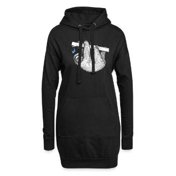 Faultier mit Schmetterling - Hoodie-Kleid - Schwarz - Vorne