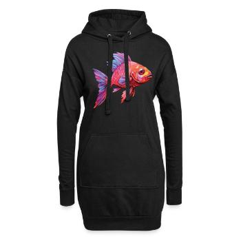 Aquarium de poissons barbes cerises - Sweat-shirt à capuche long Femme - noir - Devant