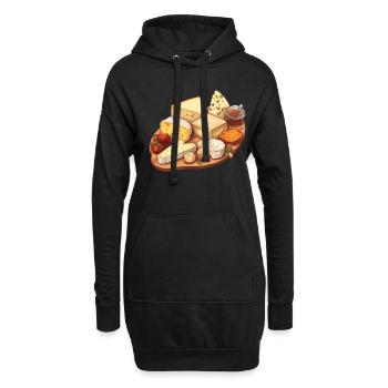 Plateau de fromages - Sweat-shirt à capuche long Femme - noir - Devant