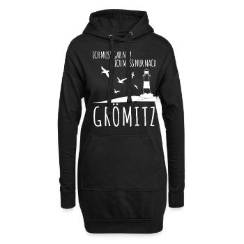 Grömitz Urlaub - Hoodie-Kleid - Schwarz - Vorne