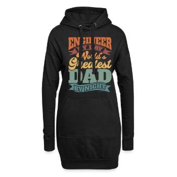 Ingénieur le jour, meilleur papa du monde la nuit - Sweat-shirt à capuche long Femme - noir - Devant