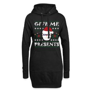 Joyeux Noël et Joyeux réveillon de Noël - Sweat-shirt à capuche long Femme - noir - Devant