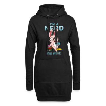 Lustiger Nerd Hase Bücherwurm Buchliebhaber Leser - Hoodie-Kleid - Schwarz - Vorne