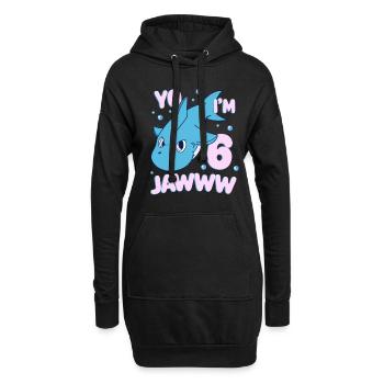 Lustiger Hai Zum 6. Geburtstag Haifisch Kinder - Hoodie-Kleid - Schwarz - Vorne