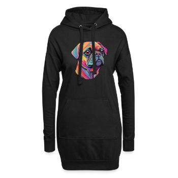 Mops Kopf - Hoodie-Kleid - Schwarz - Vorne