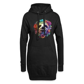 Sloth Aesthetics Flower - Hoodie Dress - black - Front