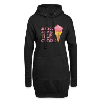Eiscreme - Hoodie-Kleid - Schwarz - Vorne