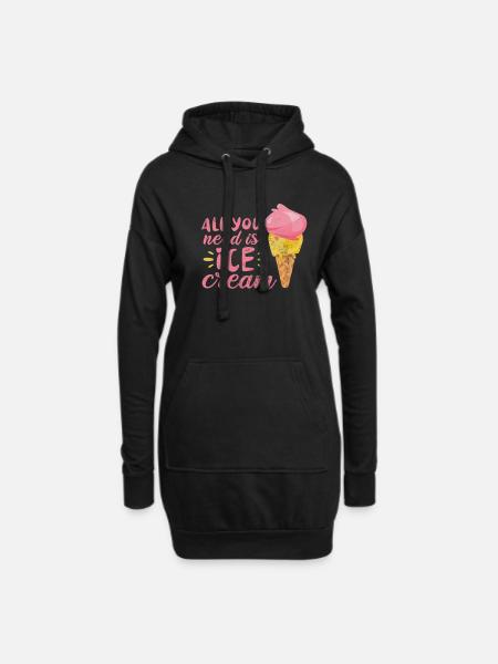 Eiscreme - Hoodie-Kleid - Schwarz