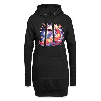 Lunettes de soleil Licorne - Sweat-shirt à capuche long Femme - noir - Devant