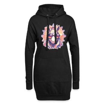 Lunettes de soleil Licorne - Sweat-shirt à capuche long Femme - noir - Devant